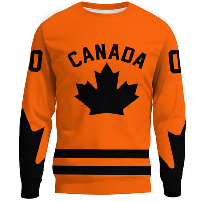 Clothing Custom Canada Hockey Jersey Orange Style Sweatshirts