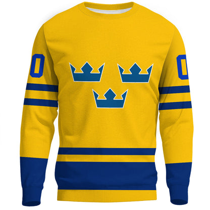 Clothing Custom Sweden Team Hockey Jersey Style Yellow Version Sweatshirts