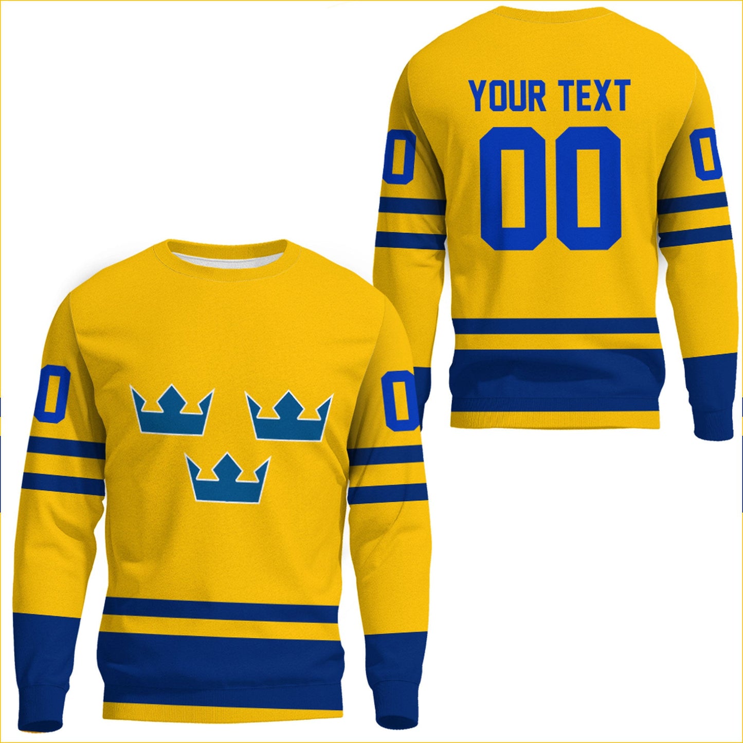Clothing Custom Sweden Team Hockey Jersey Style Yellow Version Sweatshirts