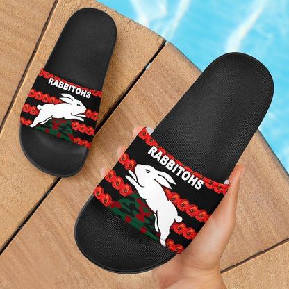 South Sydney Rabbitohs Slide Sandals Anzac Day Poppy Flower Vibes