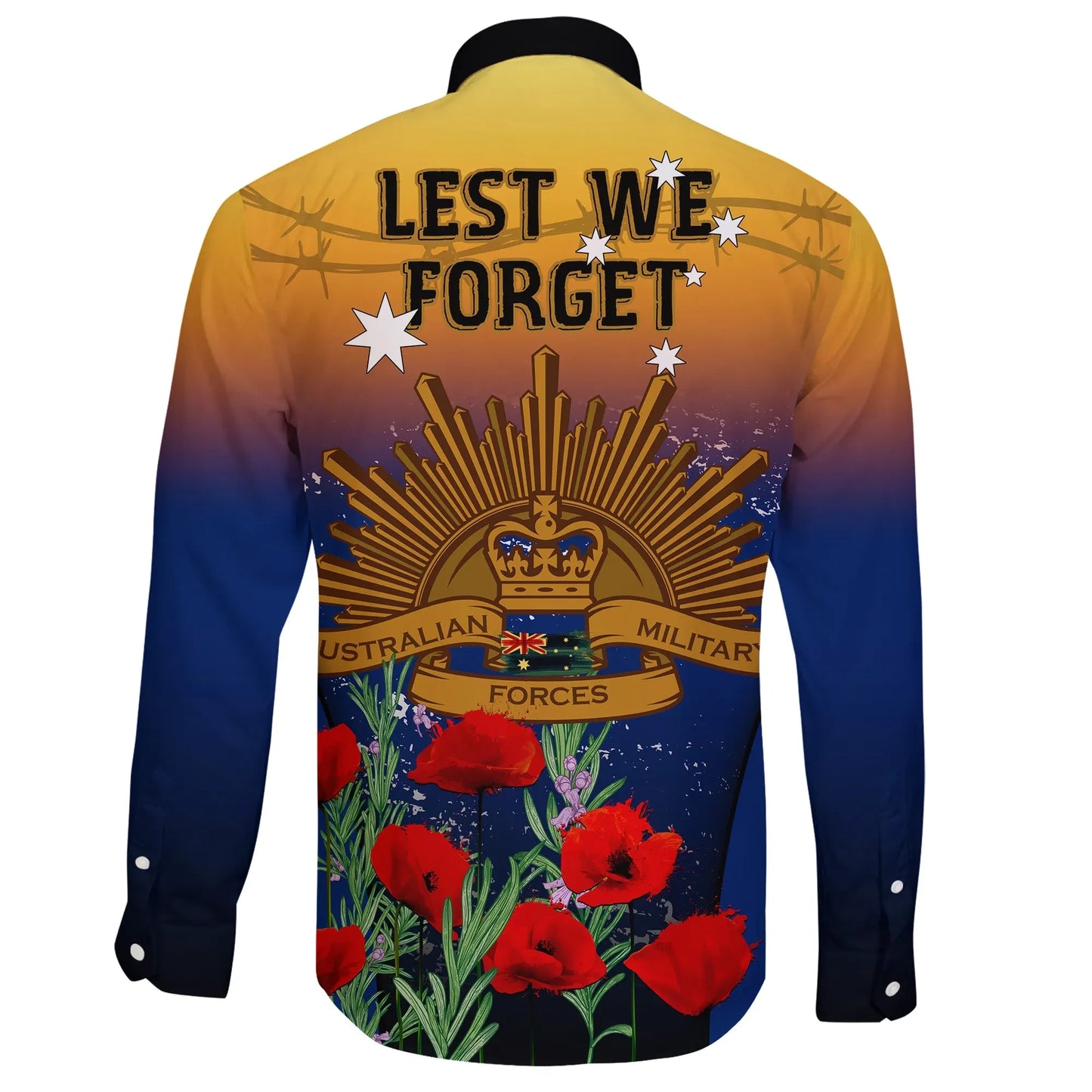 Australia Anzac Day Long Sleeve Button Shirt Anzac Lest We Forget Poppy Rosemary