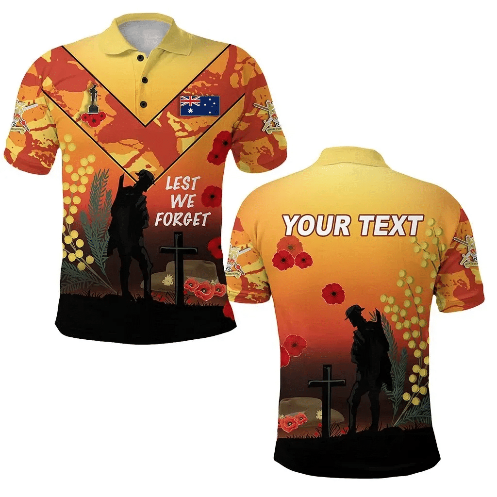Custom Personalised Australian Anzac Day Polo Shirt Lest We Forget 2023 Style
