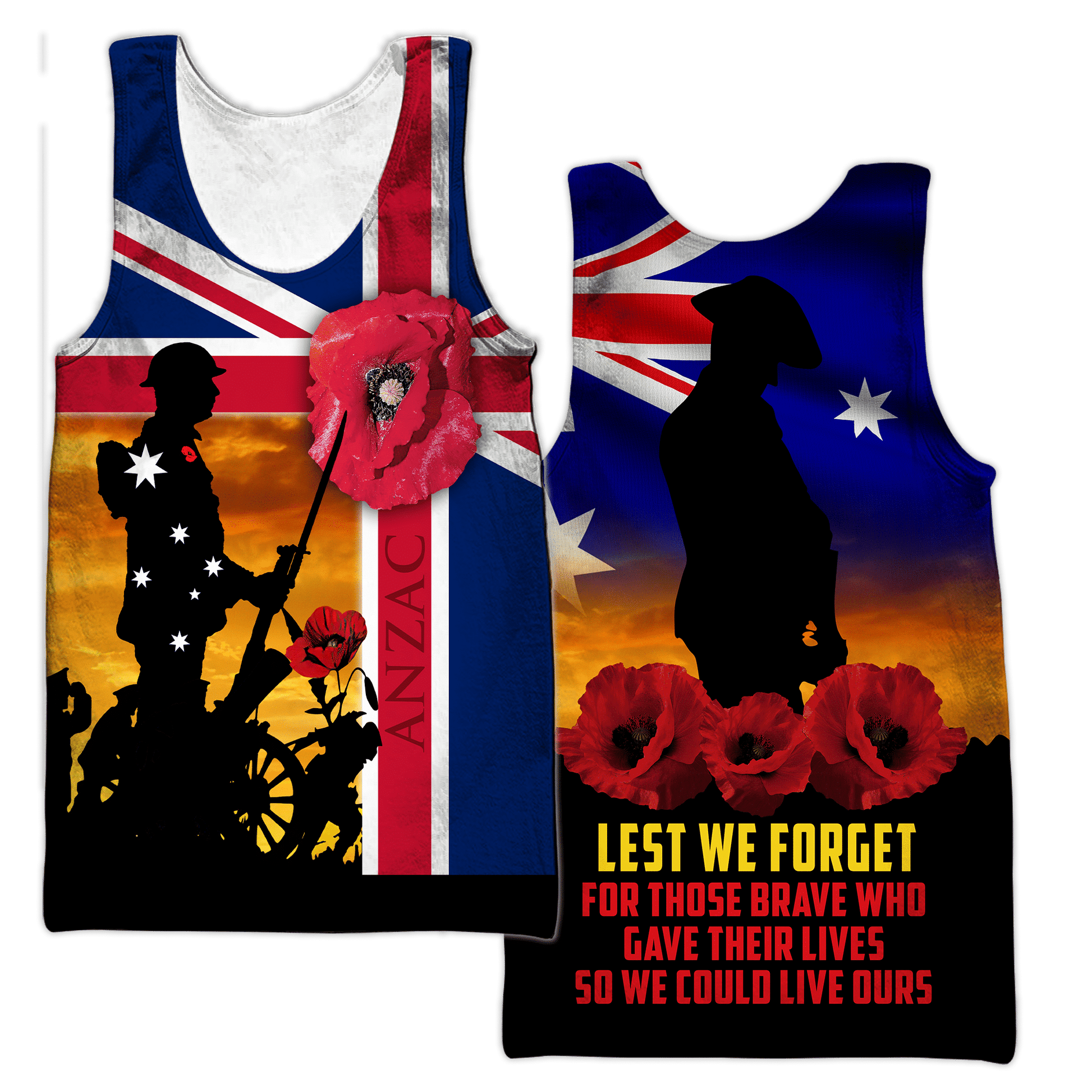 Anzac Day Tank Top Lest We Forget Anzac Day