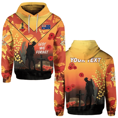 Custom Personalised Australian Anzac Day Hoodie Lest We Forget 2023 Style