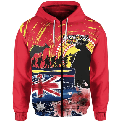 Australia Zip Hoodie Anzac Day Lest We Forget No.2