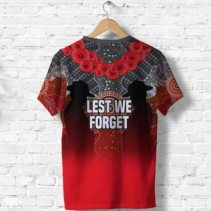 Australian Anzac Day T Shirt Indigenous Flag Style