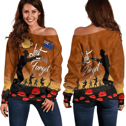AnZac Day NewZealand Off Shoulder Sweater Lest We Forget