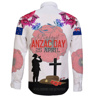 New Zealand “Lest We Forget Anzac Day” Long Sleeve Button Shirt