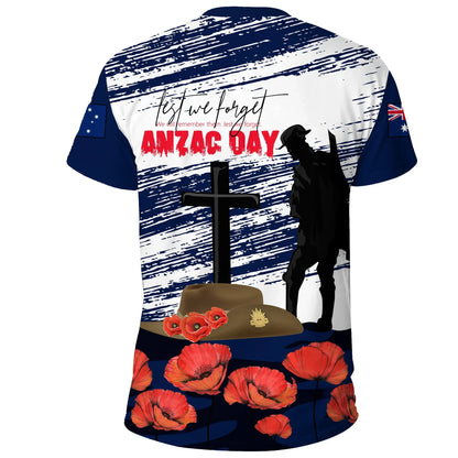 Australia Anzac Day T Shirt Lest We Forget Flag And Poppies