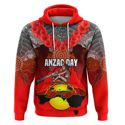 Custom Personalised Australian Anzac Day Hoodie Indigenous Flag Style
