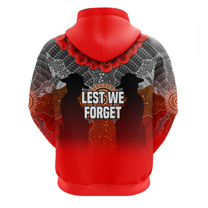 Australian Anzac Day Hoodie Indigenous Flag Style