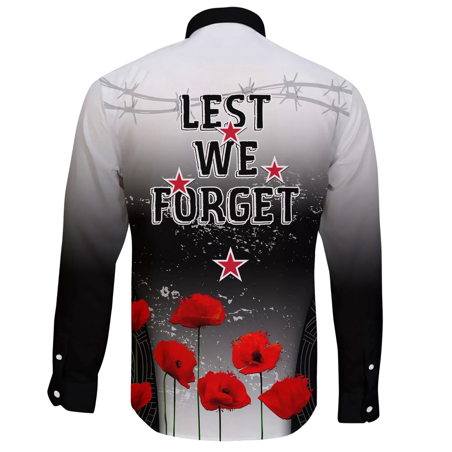 New Zealand Anzac Day Long Sleeve Button Shirt Anzac Lest We Forget Poppy