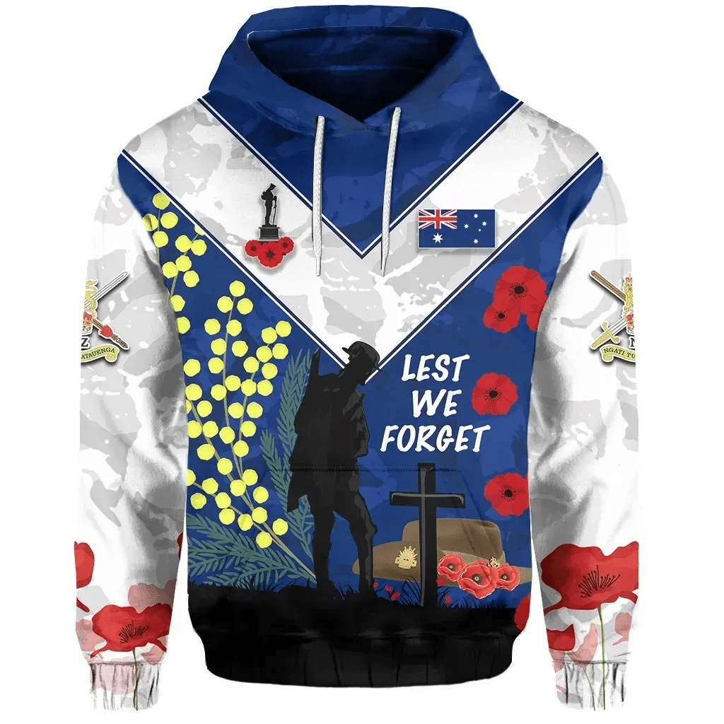 Australian Anzac Day Hoodie Lest We Forget 2023 Style Blue