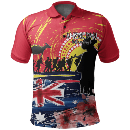 Australia Polo Shirt Anzac Day Lest We Forget No.2