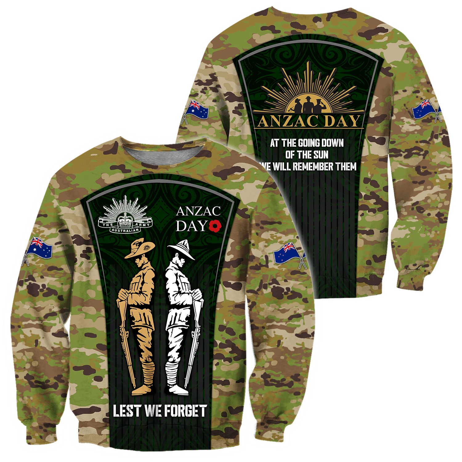 Anzac Day Clothing Lest We Forget Anzac Day Sweatshirt