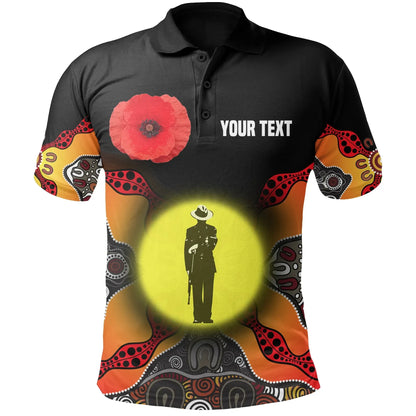 Custom Personalised Australian Anzac Day Polo Shirt Aboriginal Moon Style