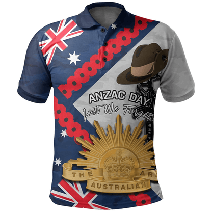 Australia Flag Anzac Day Polo Shirt Army