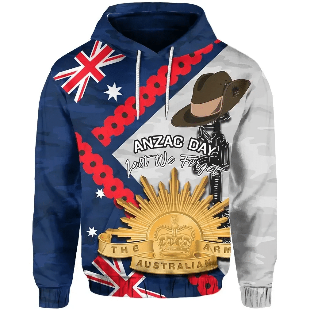 Australia Flag Anzac Day Hoodie Army