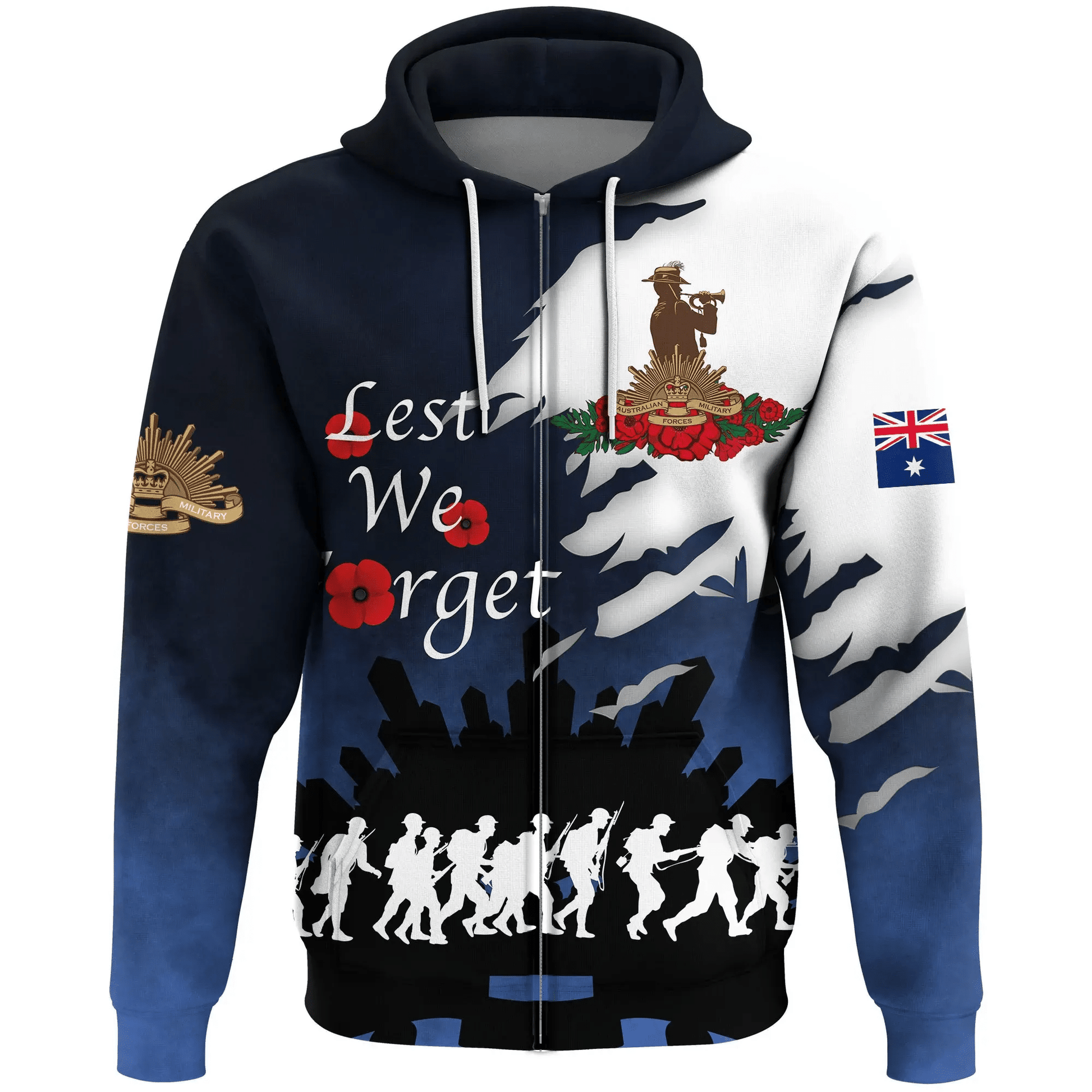 Australia Anzac Day Zip Hoodie We Will Remember Them