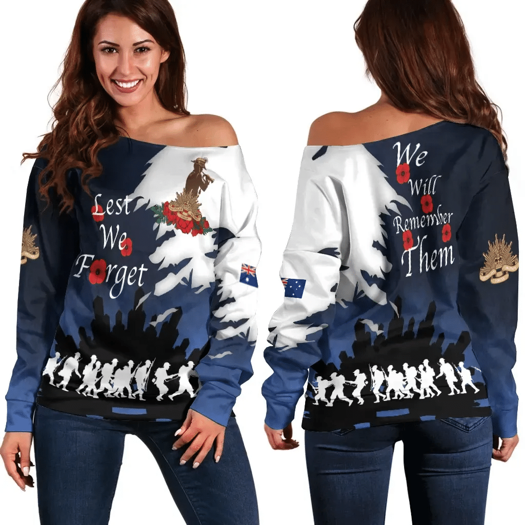 Australia Anzac Day Off Shoulder Sweater We Will Remember Them