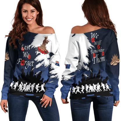 Australia Anzac Day Off Shoulder Sweater We Will Remember Them