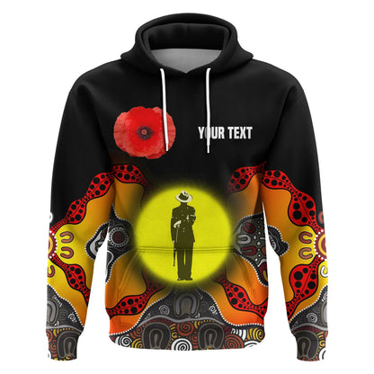 Custom Personalised Australian Anzac Day Hoodie Aboriginal Moon Style