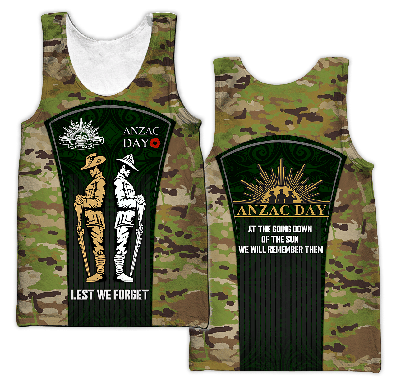 Anzac Day Tank Top Lest We Forget Anzac Day