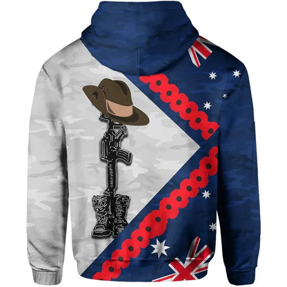 Australia Flag Anzac Day Hoodie Army