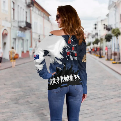 Australia Anzac Day Off Shoulder Sweater We Will Remember Them