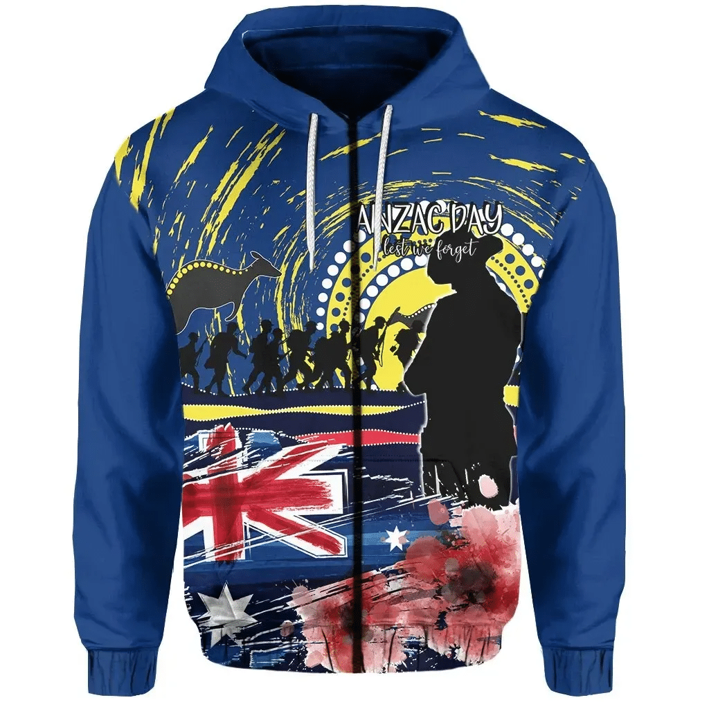 Australia Zip Hoodie Anzac Day Lest We Forget No.1