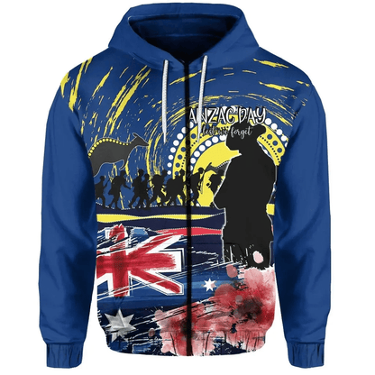 Australia Zip Hoodie Anzac Day Lest We Forget No.1