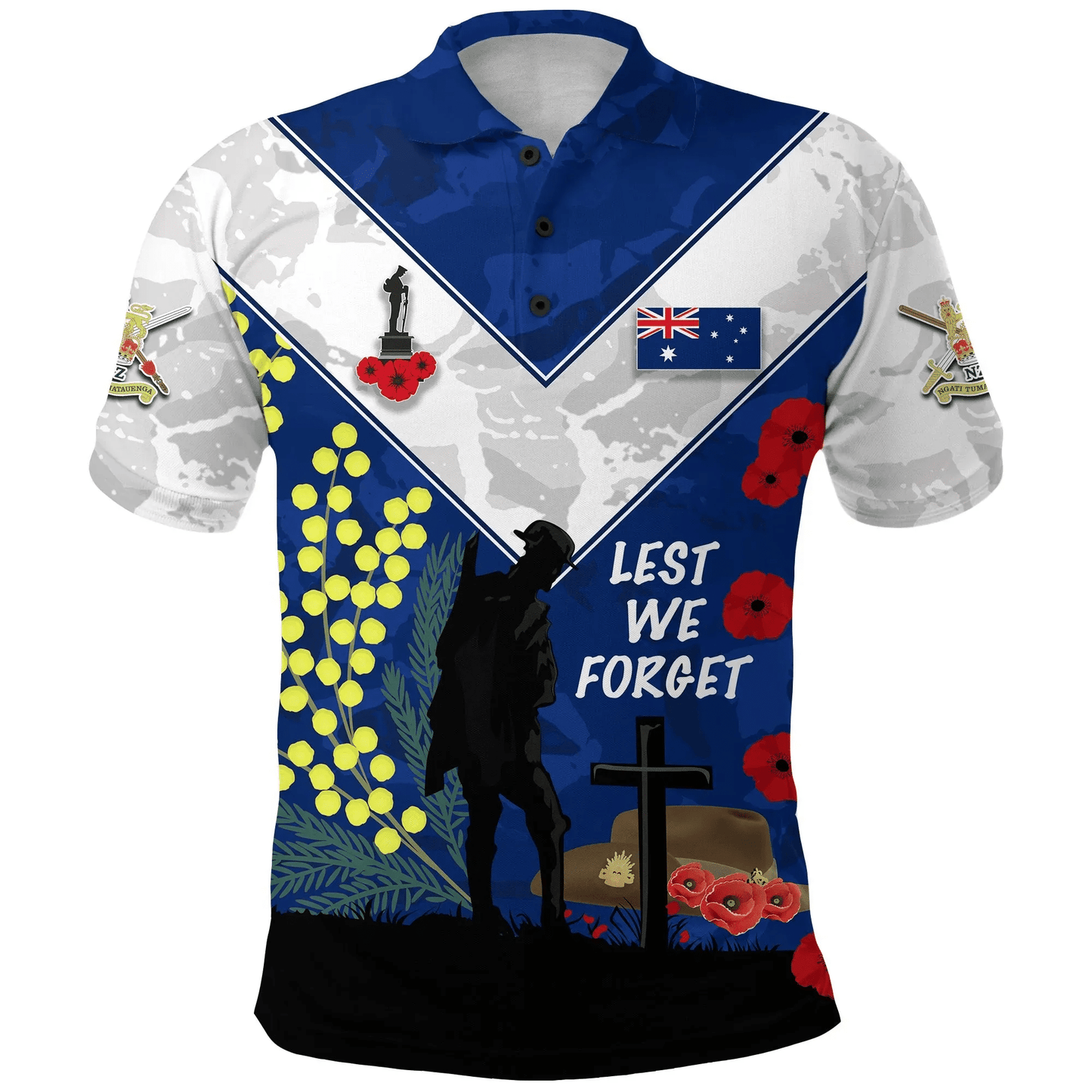 Australian Anzac Day Polo Shirt Lest We Forget 2023 Style Blue