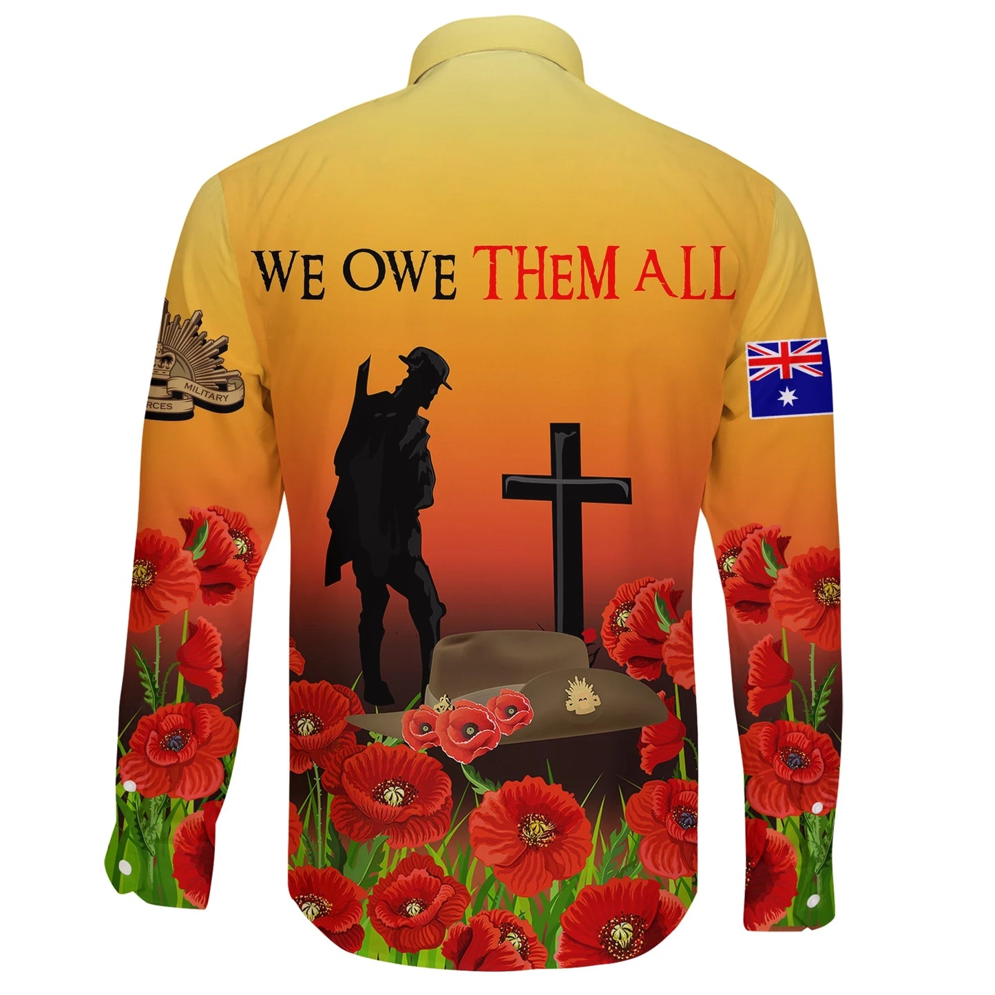 Australia Anzac Day Long Sleeve Button Shirt Lest We Forget