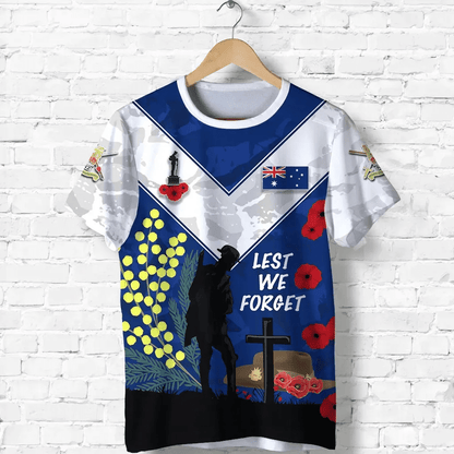 Australian Anzac Day T Shirt Lest We Forget 2023 Style Blue
