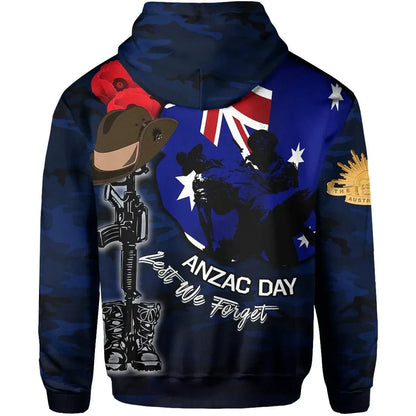 Australia Anzac Day Zip Hoodie Army No.1