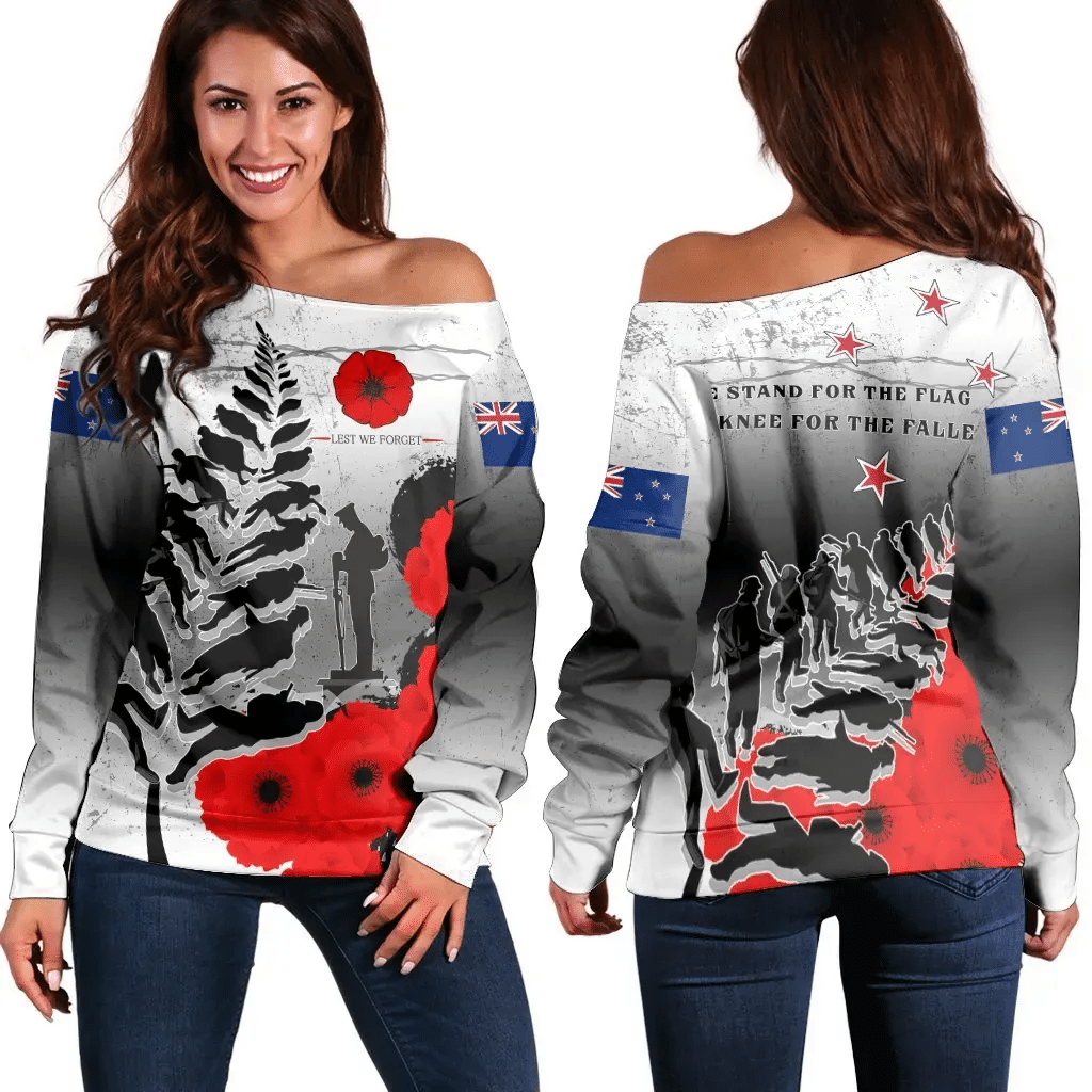 Silver Fern Off Shoulder Sweater Anzac Day