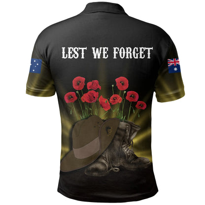 Australia Anzac Day Polo Shirt Lest We Forget Hat And Boots Poppies