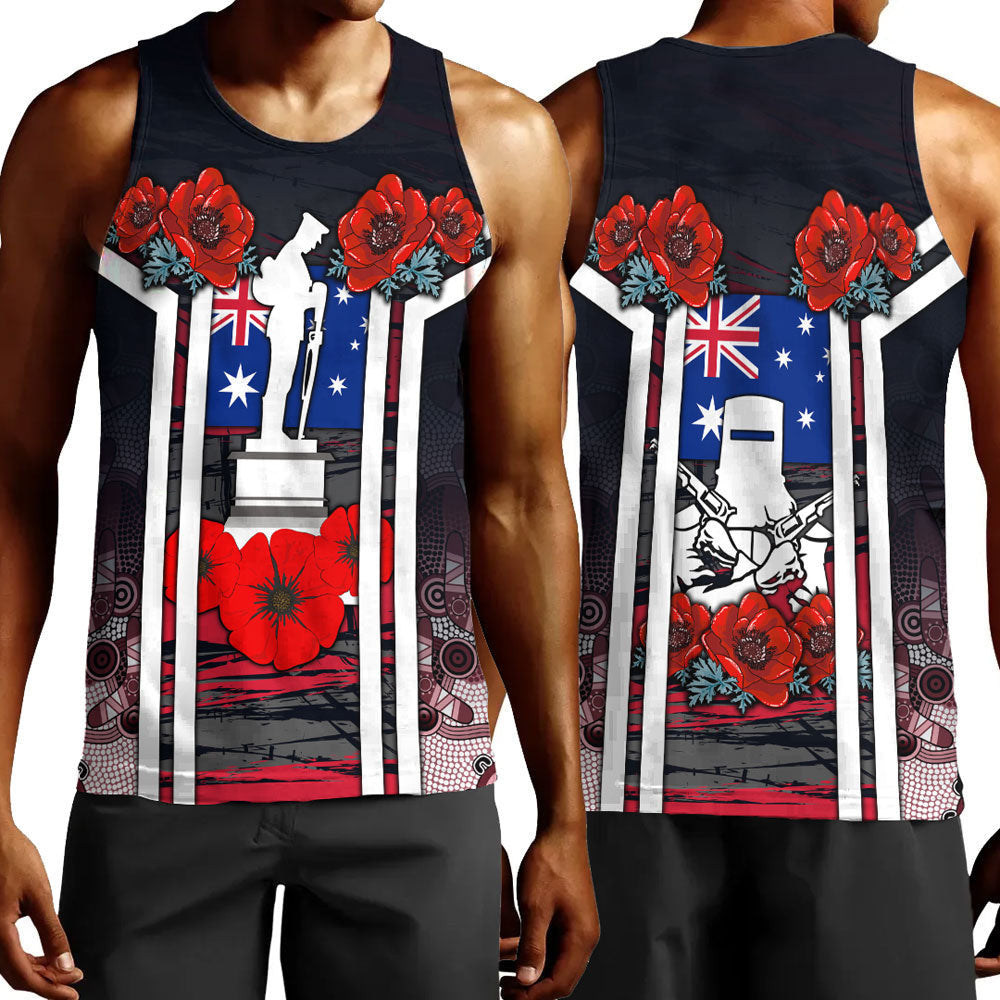 Clothing Australia Anzac Day Poppy Aboriginal Pattern Men Tank Top