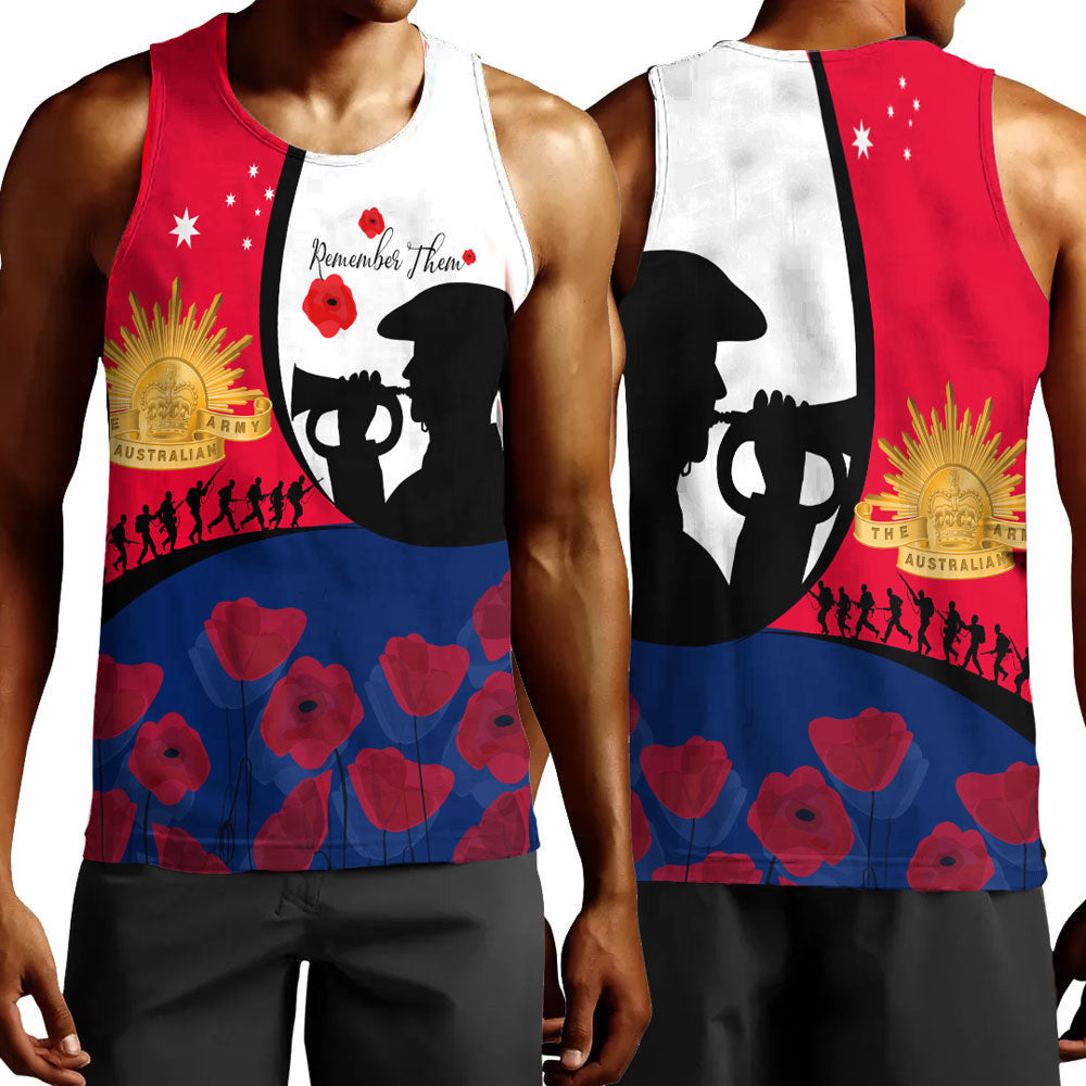 Clothing Australia Anzac Day Soldier Blowing Trumpet Men Tank Top
