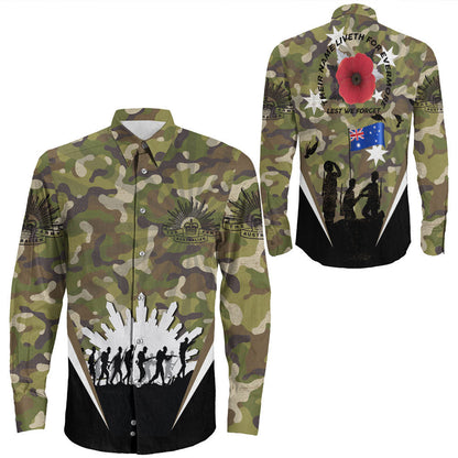 Rugbylife Clothing Anzac Day Their Name Liveth For Evermore Long Sleeve Button Shirt