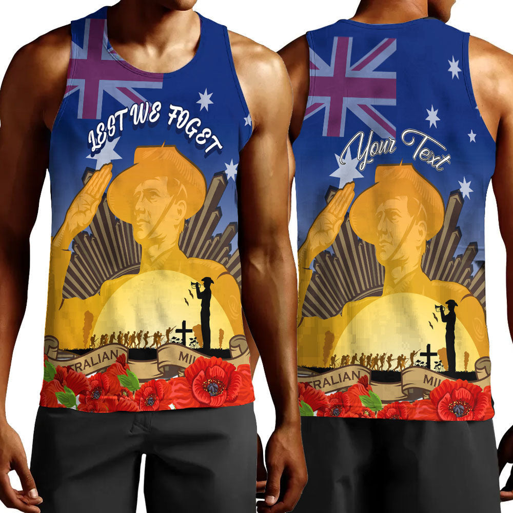 Clothing Custom Australia Anzac Day Soldier Salute Men Tank Top