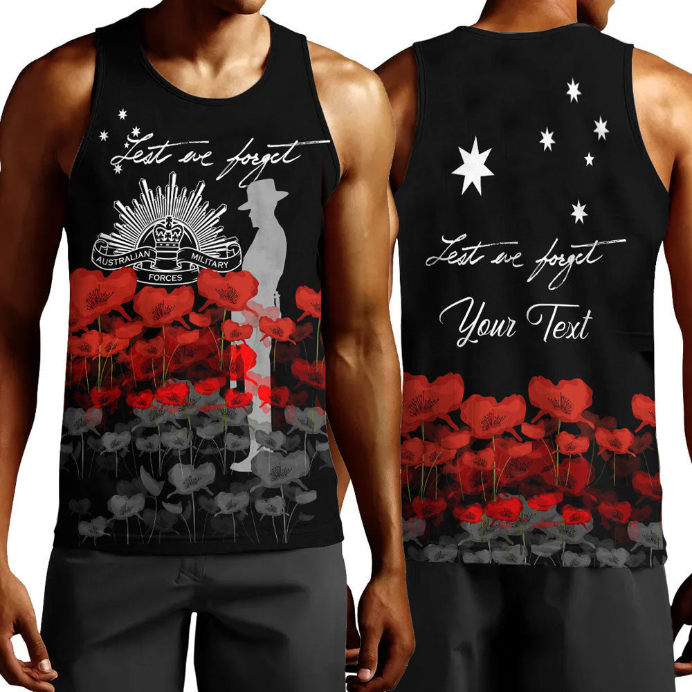 Clothing Custom Australian Military Forces Anzac Day Lest We Forget Men Tank Top