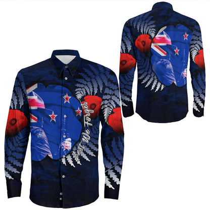 Rugbylife Clothing New Zealand Anzac Day Poppy Long Sleeve Button Shirt
