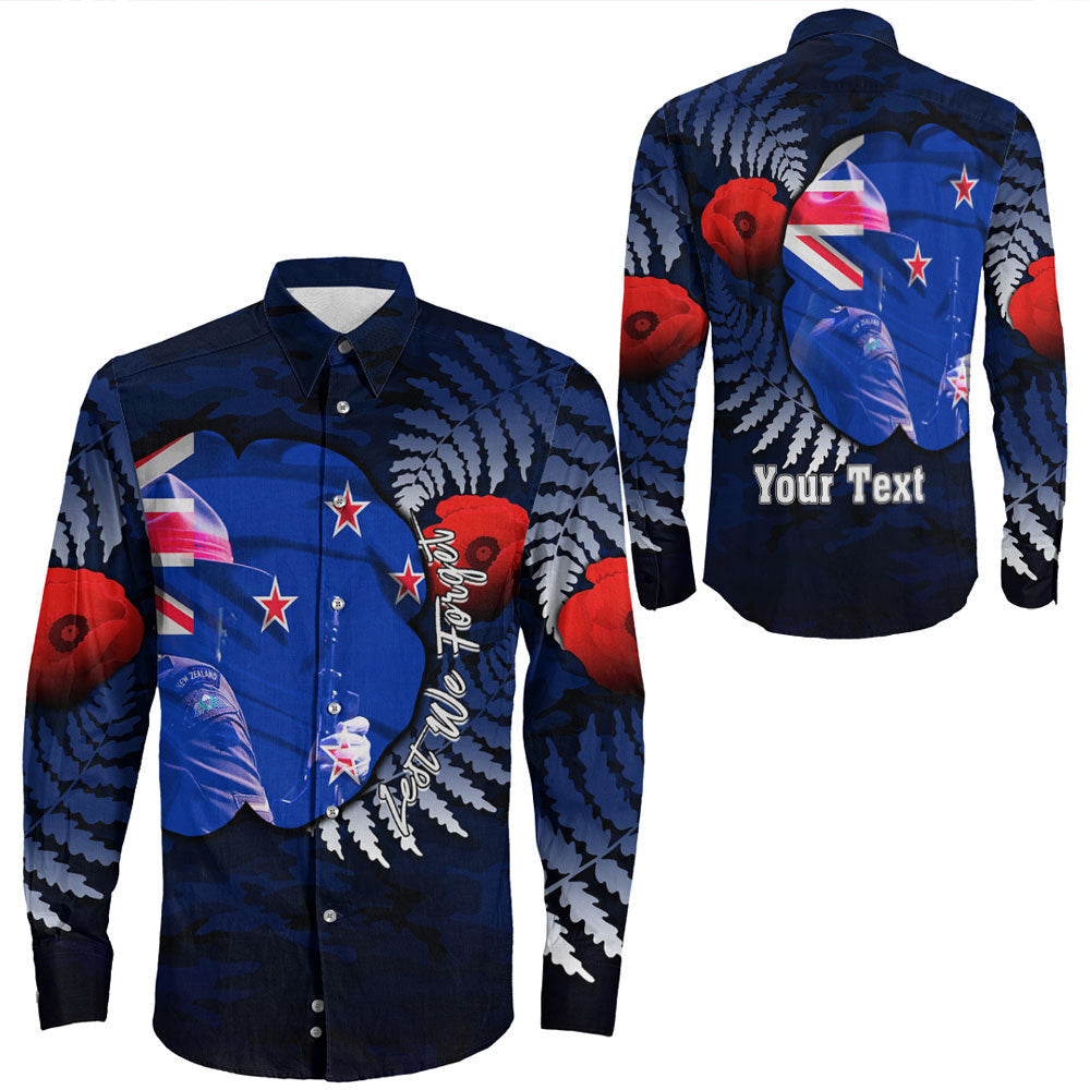 Rugbylife Clothing Custom New Zealand Anzac Day Poppy Long Sleeve Button Shirt
