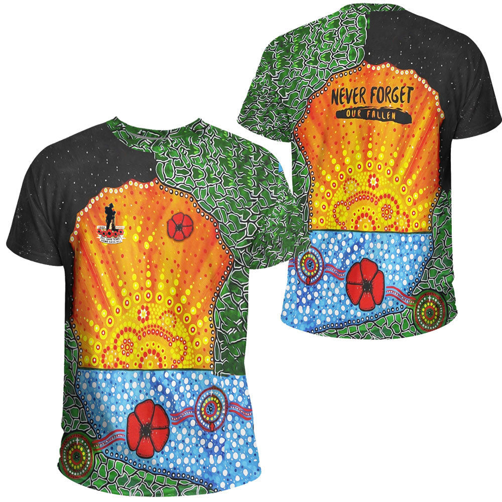 Clothing Aboriginal Australian Anzac Day Lest We Forget Poppy T Shirt