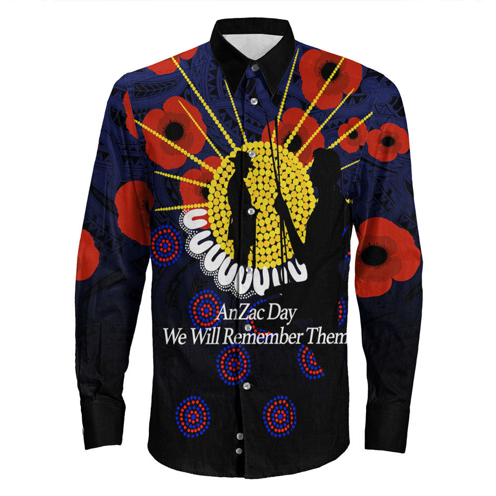 Rugbylife Clothing Anzac Day We Will Remember Them Long Sleeve Button Shirt