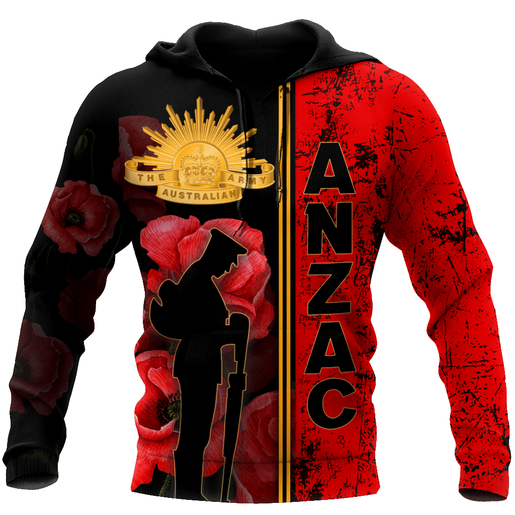 Anzac Day Clothing Anzac Day Australian Army Poppy Hoodie