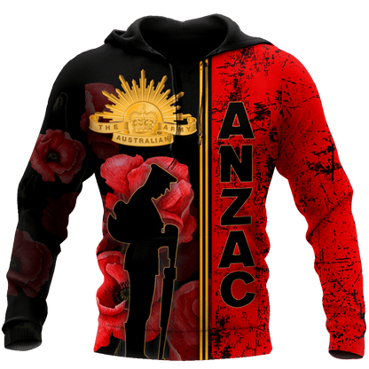 Anzac Day Clothing Anzac Day Australian Army Poppy Hoodie