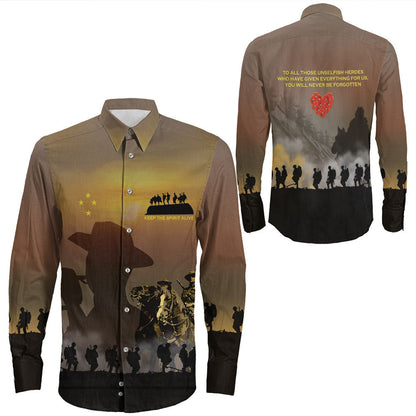 Rugbylife Clothing Anzac Day Keep The Spirit Alive Long Sleeve Button Shirt