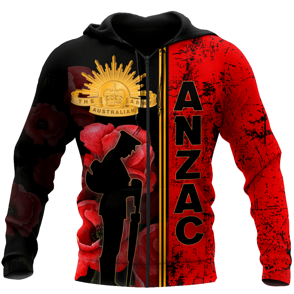 Anzac Day Clothing Anzac Day Australian Army Poppy Hoodie